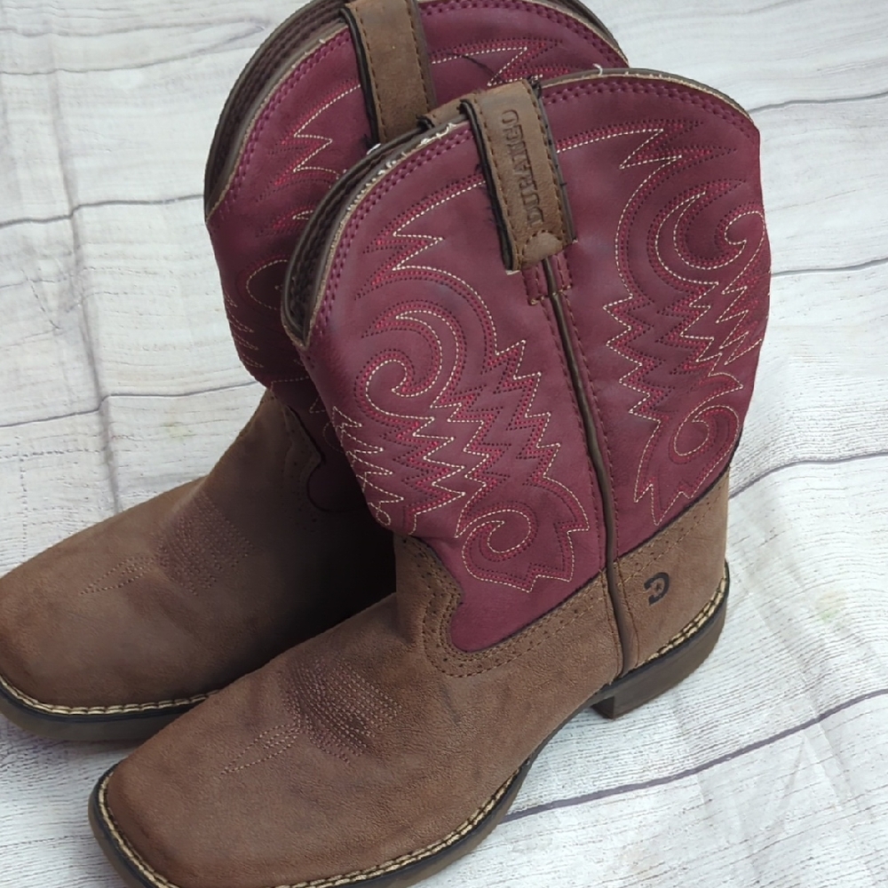 Durango Brown and Burgundy Kids Western Boots
